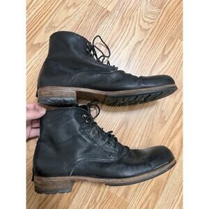 Shoto 5998 Soft Leather Combat Boots Men's Black Shoes Men's Size 13